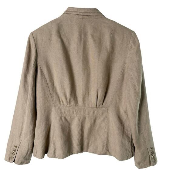 Talbots 100% Irish Linen Blazer Tan Beige Three-Button Fully Lined, Size 12P - Picture 2 of 9